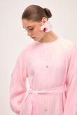 RIVIERA VOLANLI KETEN ELBİSE PEMBE