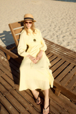 RIVIERA VOLANLI KETEN ELBİSE SARI