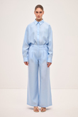 TAŞLANMIŞ MODAL DÖKÜMLÜ PANTOLON BEBE MAVİSİ