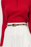 Wild Stripe Suni Deri Kemer Leopar