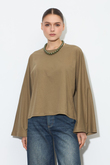 Yarasa Kol Oversize Bluz Haki