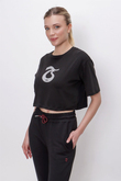 TSHİRT BİSİKLET YAKA İÇ LOGO BASKILI CROP