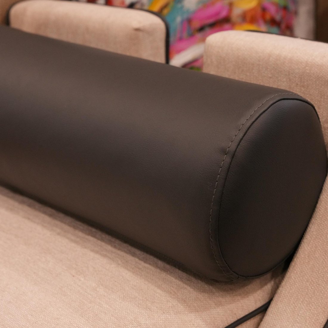 AG Selection - Ag Selection Kıbrıs Ottoman Krem / Deri Fitilli Puf