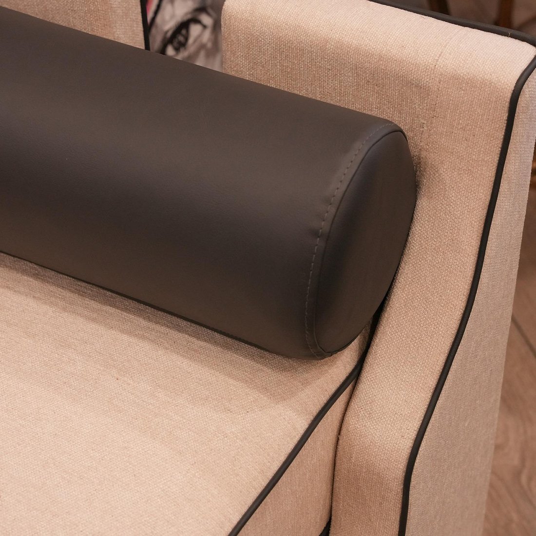 AG Selection - Ag Selection Kıbrıs Ottoman Krem / Deri Fitilli Puf