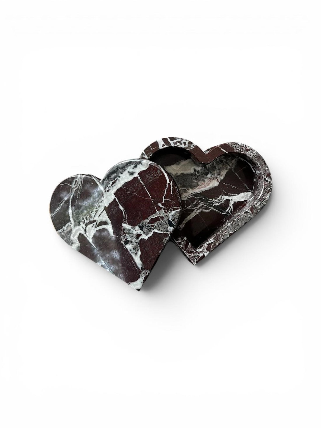 Artmim - Onyx Mermer Kalp Kutu Bordo