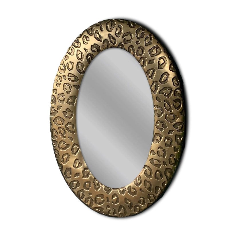 Fancy - Fancy S 2 Oval Ant. Gold Leopard Ayna