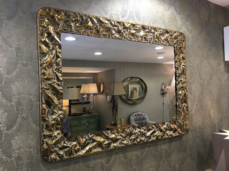 Fancy Rect. Mırror Ant. Gold Iron Vulcano