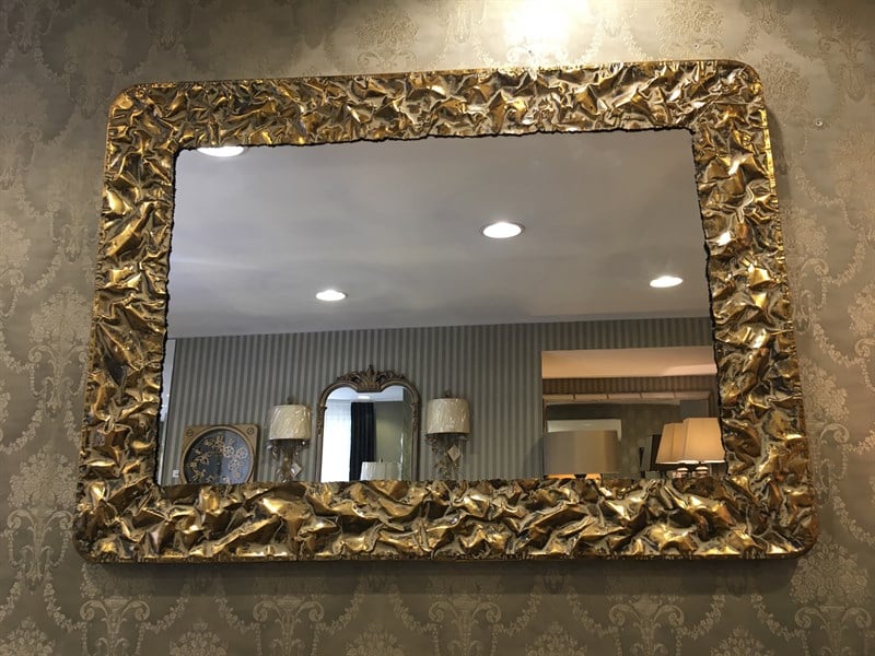 Fancy Rect. Mırror Ant. Gold Iron Vulcano
