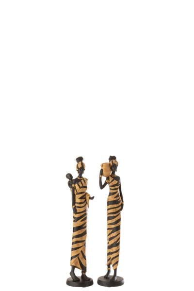JOLIPA - Jolipa African Woman Zebra Poly Black/Brown Small Assortment Of 2