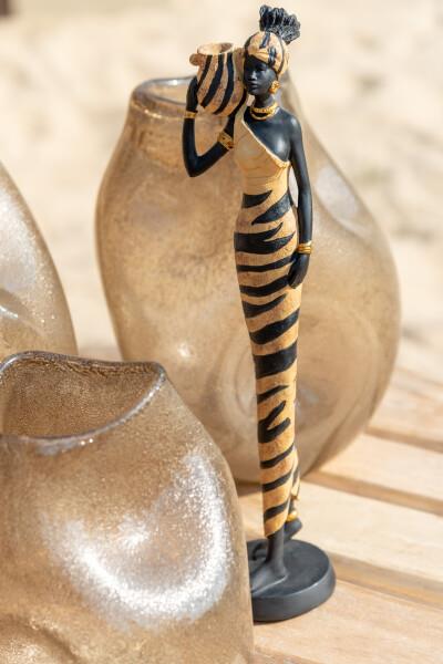 JOLIPA - Jolipa African Woman Zebra Poly Black/Brown Small Assortment Of 2