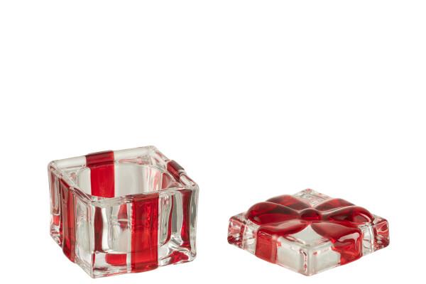JOLIPA - Jolipa Hediye Kutusu Şeklinde Cam Kırmızı Küçük Tealight