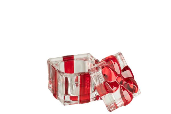 JOLIPA - Jolipa Hediye Kutusu Şeklinde Cam Kırmızı Küçük Tealight