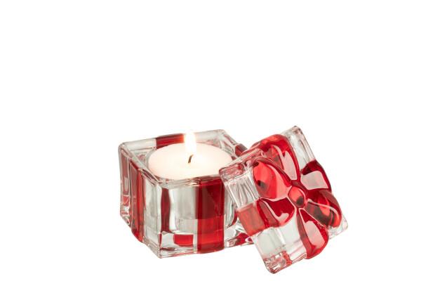 JOLIPA - Jolipa Hediye Kutusu Şeklinde Cam Kırmızı Küçük Tealight