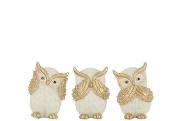JOLIPA - Jolipa Owl See/Hear/Speak Resin Gold Set of 3