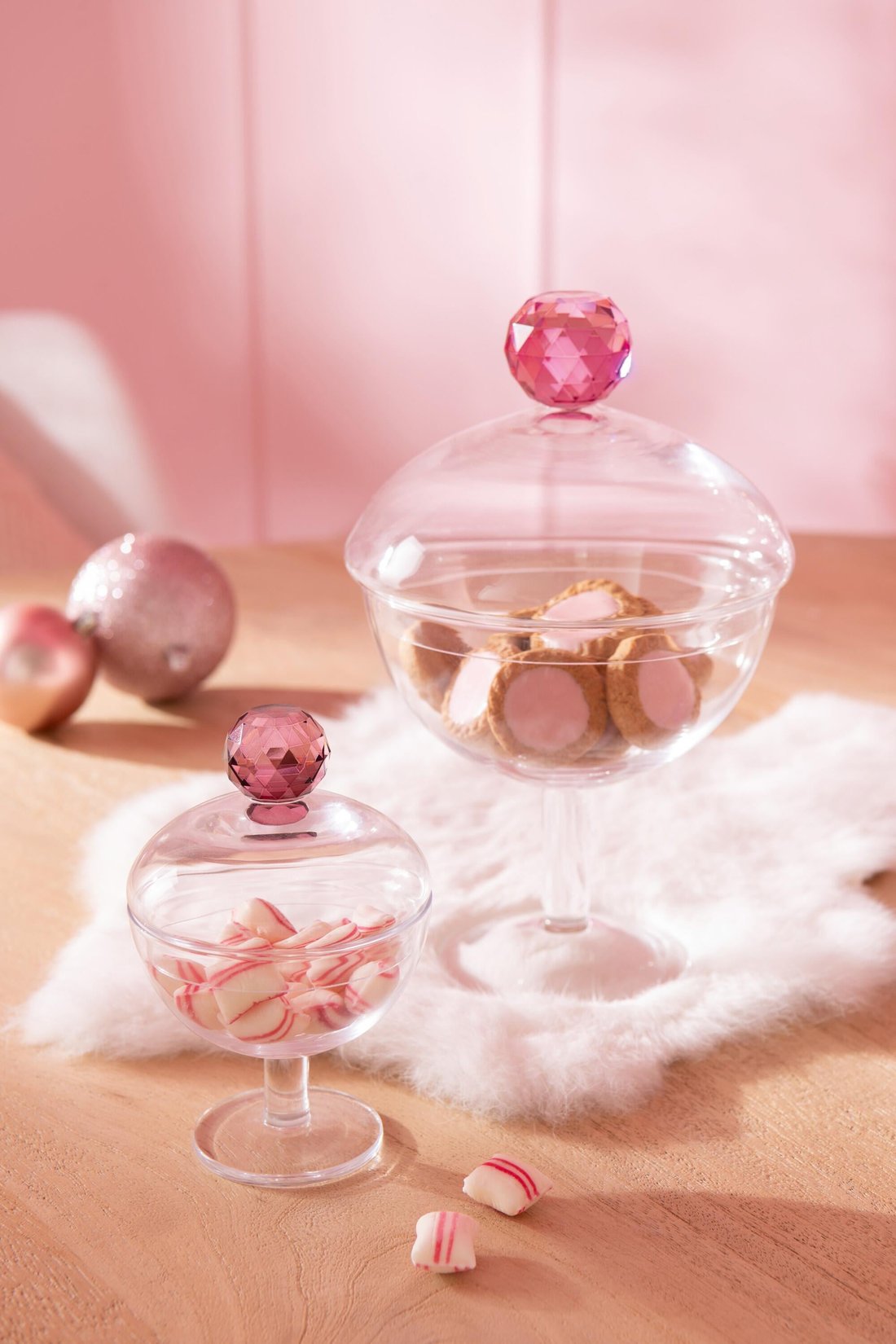JOLIPA - Jolipa Storage Jar Diamond Crystal Glass Pembe Küçük