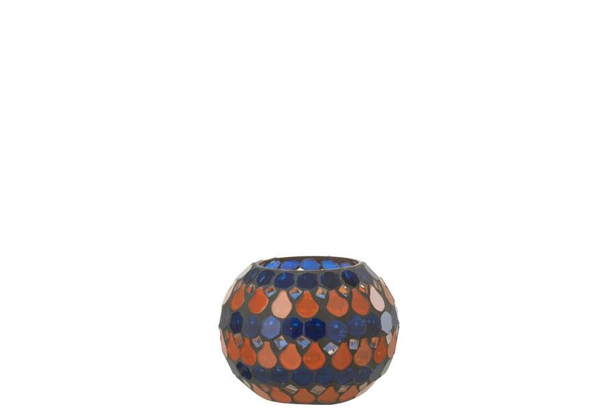 JOLIPA - Jolipa Tealight Holder Mosaic Drop Glass Orange Blue Small