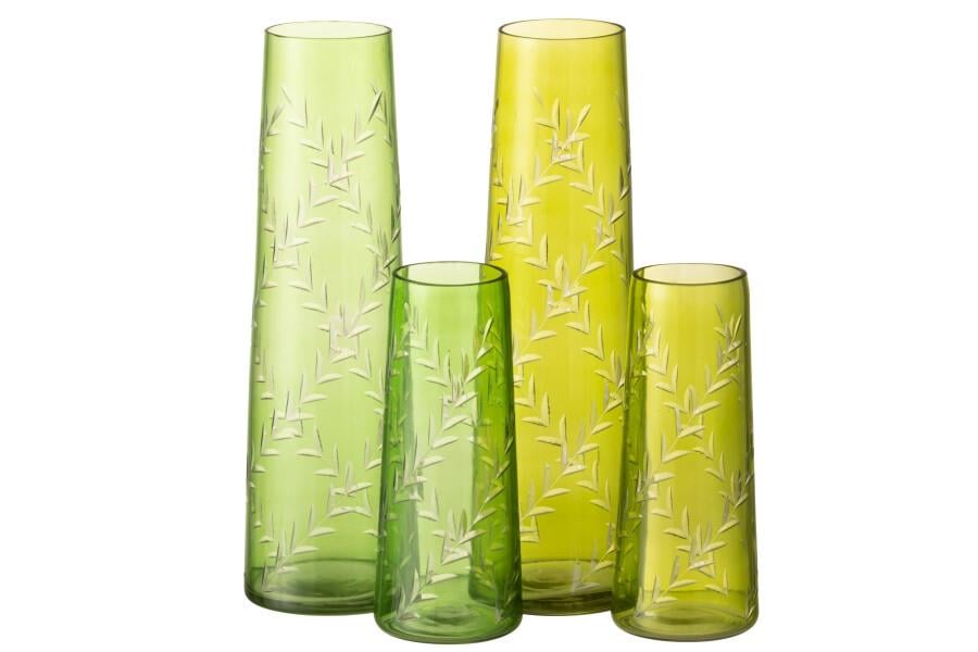 JOLIPA - Jolipa Vase Leaves Glass Green Large Set 2