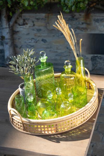 JOLIPA - Jolipa Vase Leaves Glass Green Large Set 2