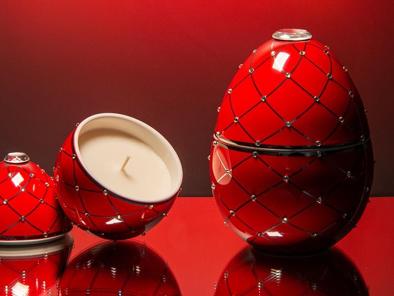 Ladenac - Ladenac Bois De Roussie Candle 200gr Ceramic Red Silver Stripes