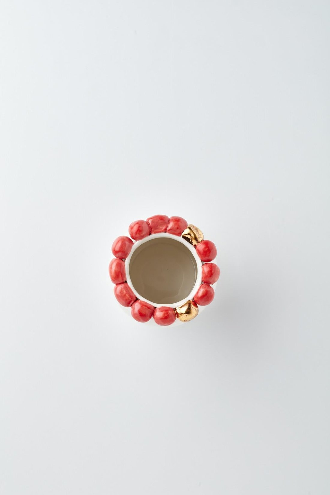 MAJİ ATELİER - MAJİ COSMOS GOLD VAZO 15 CM (KIRMIZI DETAYLI)