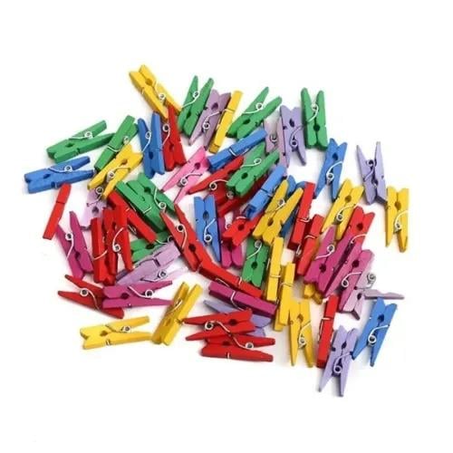 100'lü Renkli Ahşap Mandal Seti (2.5 cm)