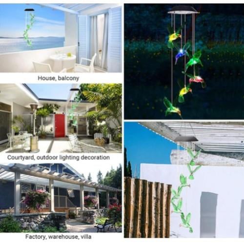 Solar Led Işıklı Kuşlu Bahçe Dekoru 6 Ledli,Renkli Işık