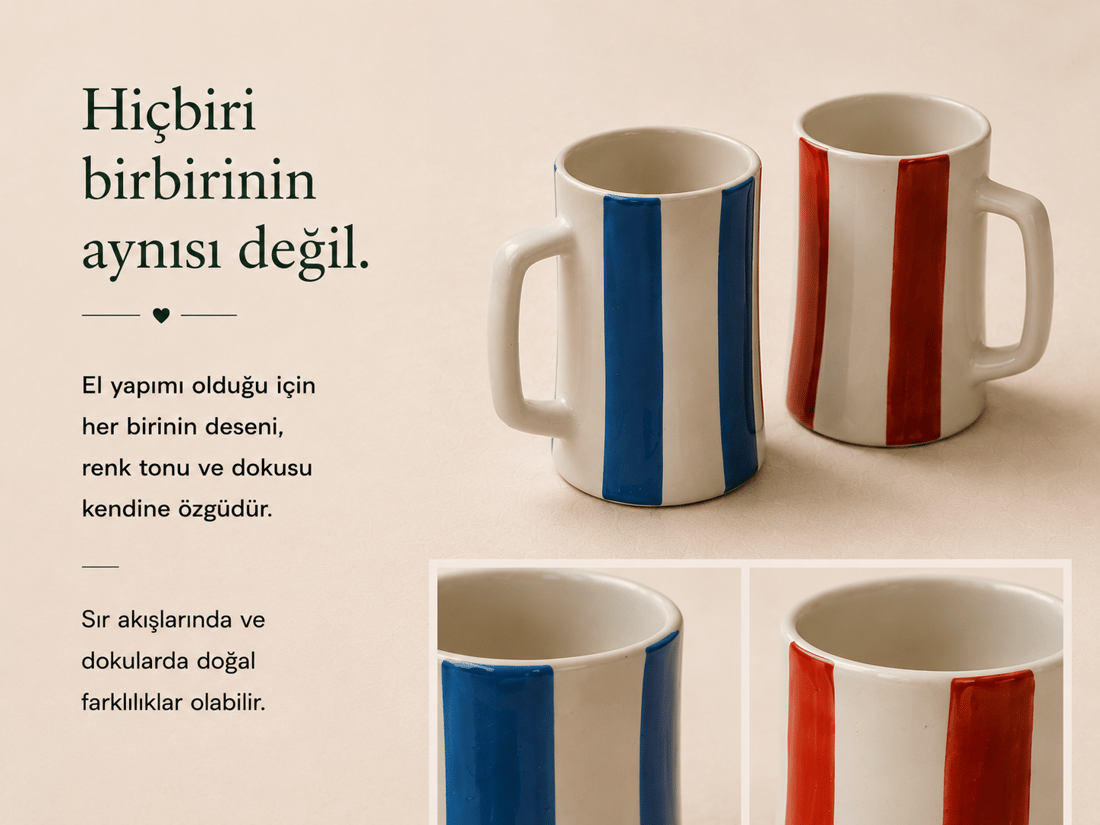 Hand Made Seramik Bira Bardağı 2'li Set