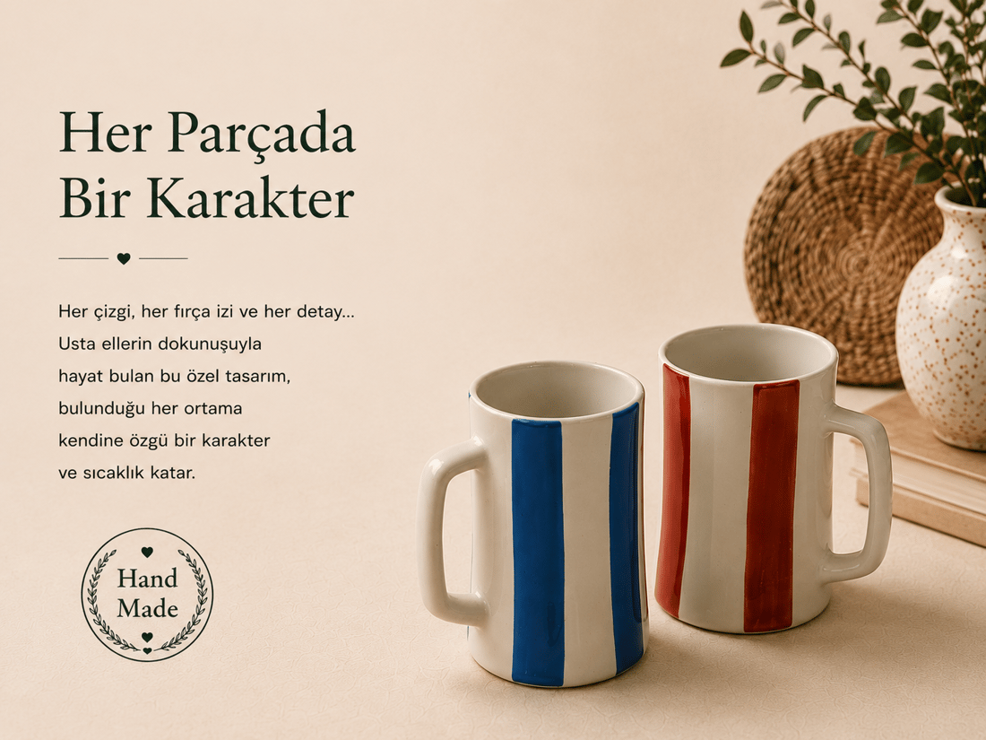 Hand Made Seramik Bira Bardağı 2'li Set