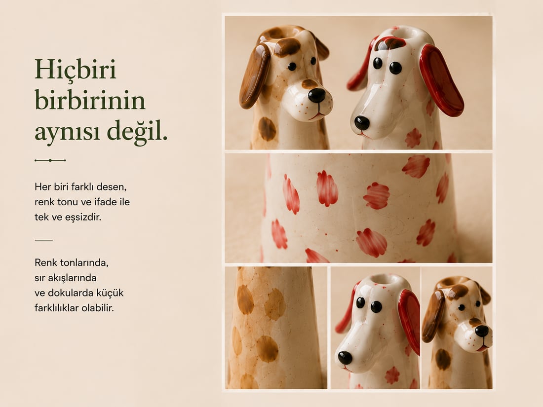 Handmade Seramik Köpekli Mini Kalemlik