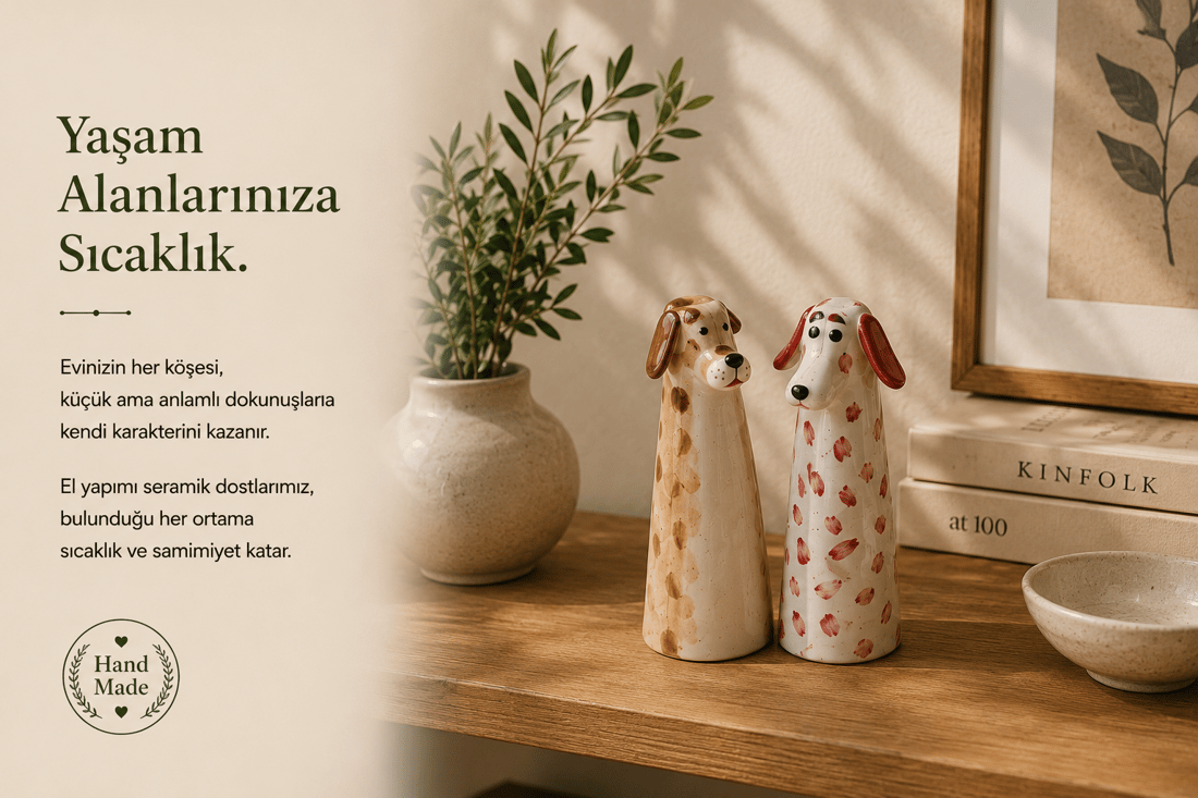 Handmade Seramik Köpekli Mini Kalemlik