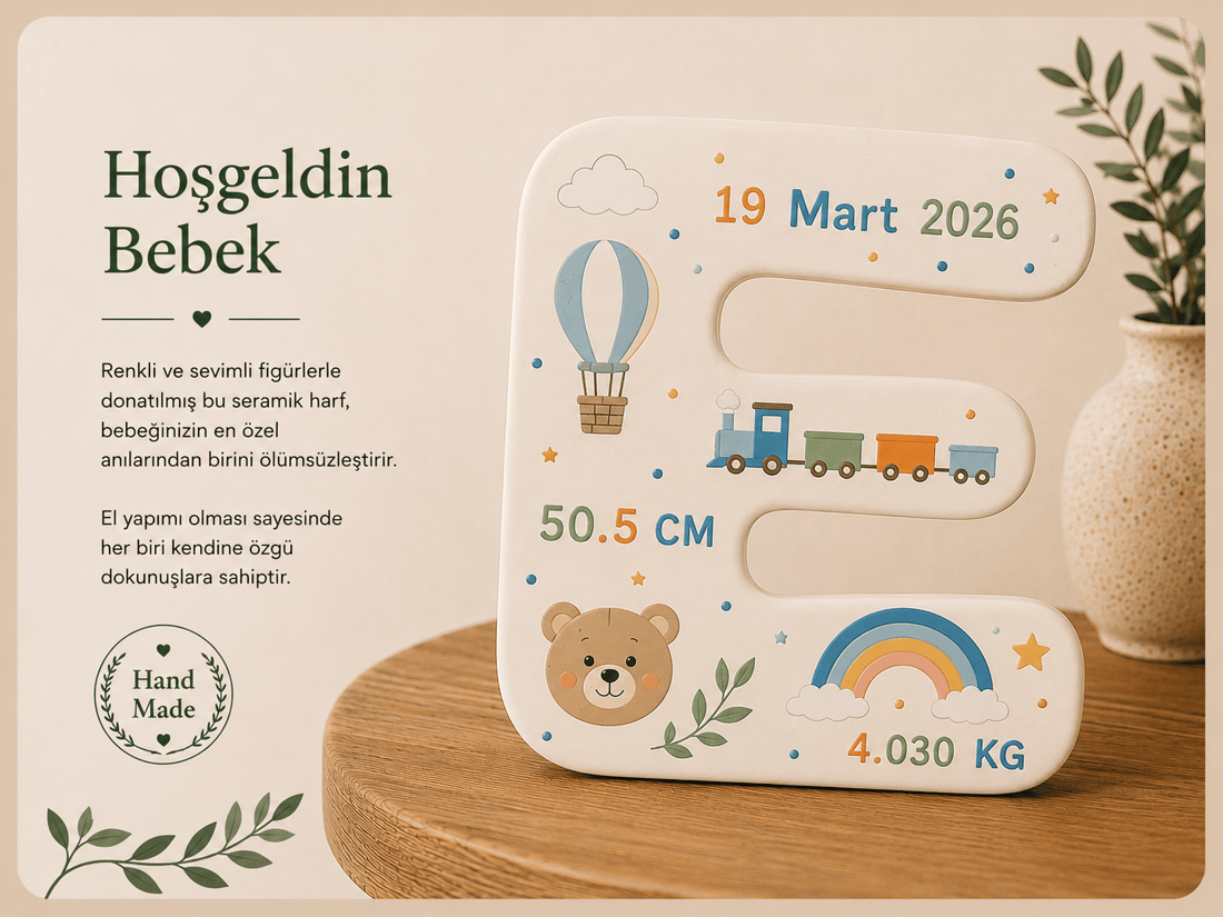 Seramik Bebek Baş Harfi Duvar Süsü