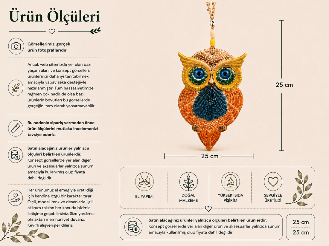 Seramik Duvar Süsü Baykuş