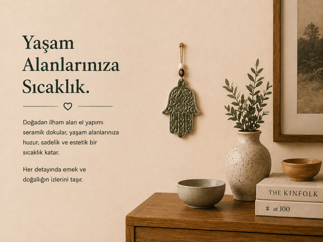 Seramik Hamsa Eli Duvar Süsü