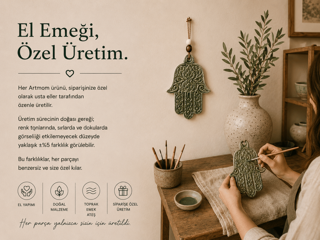 Seramik Hamsa Eli Duvar Süsü