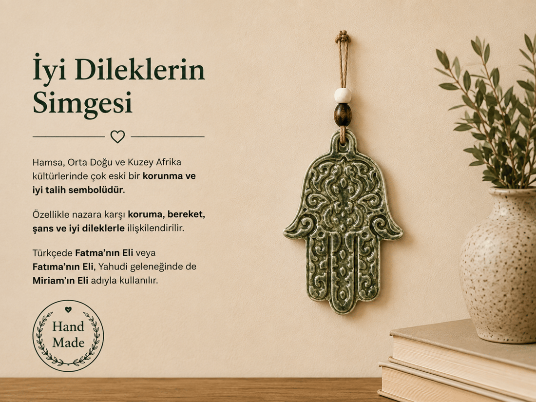 Seramik Hamsa Eli Duvar Süsü
