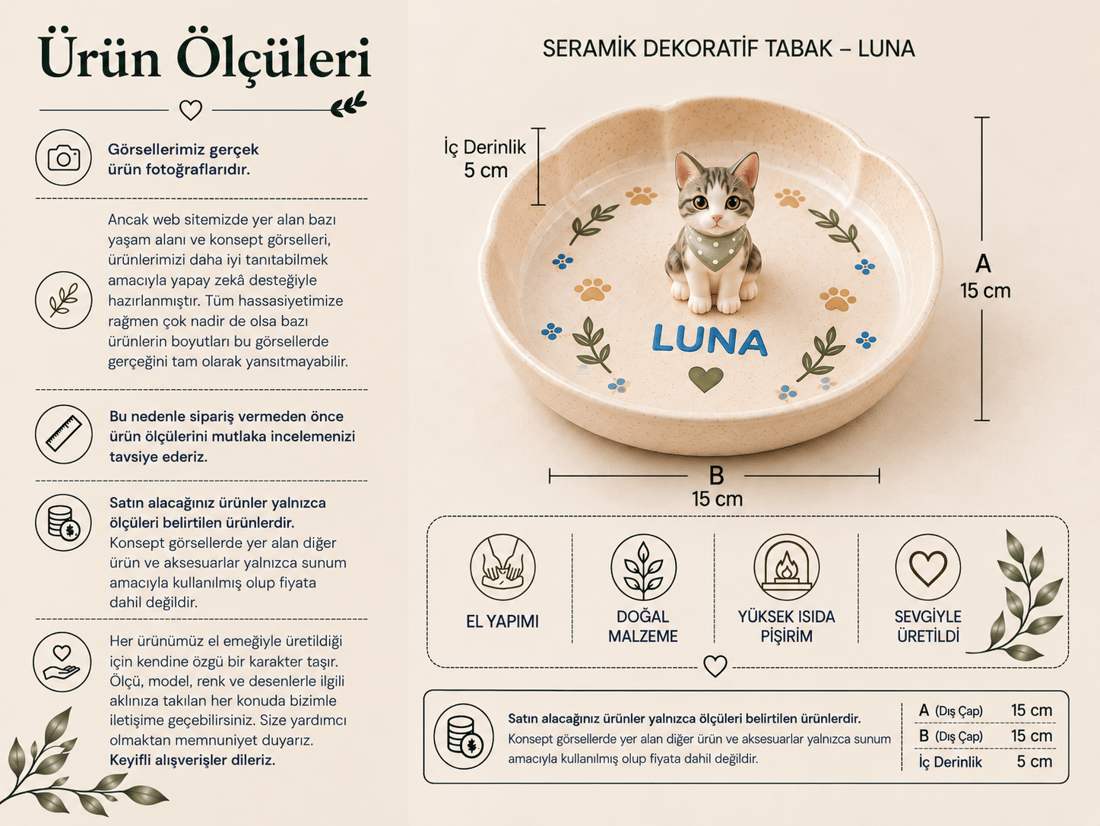 Seramik Handmade Kedi Figürlü Mama Kabı 