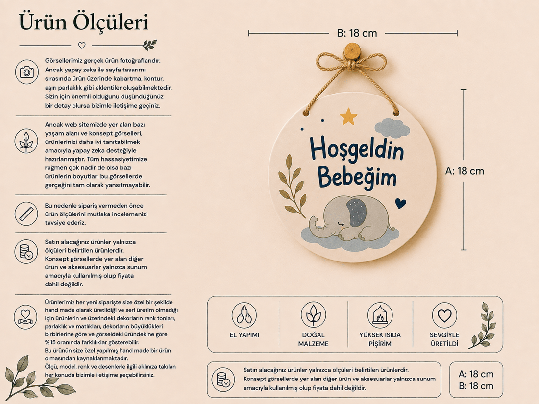 Seramik Hos Geldin Bebeğim Kapı Süsü