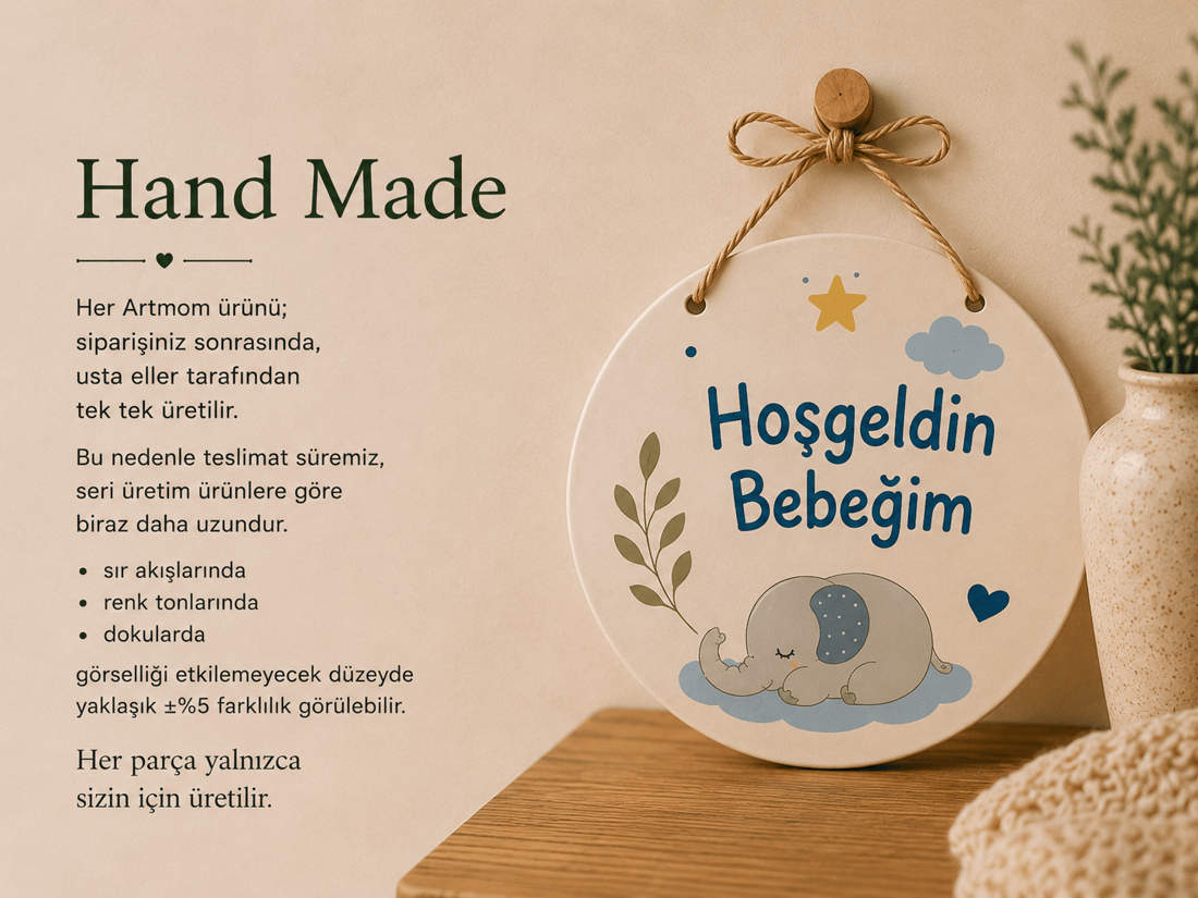 Seramik Hos Geldin Bebeğim Kapı Süsü
