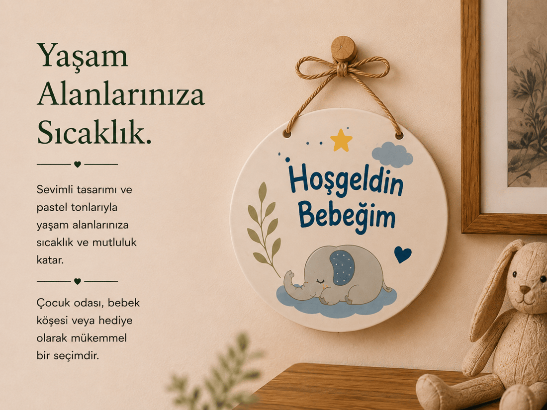 Seramik Hos Geldin Bebeğim Kapı Süsü