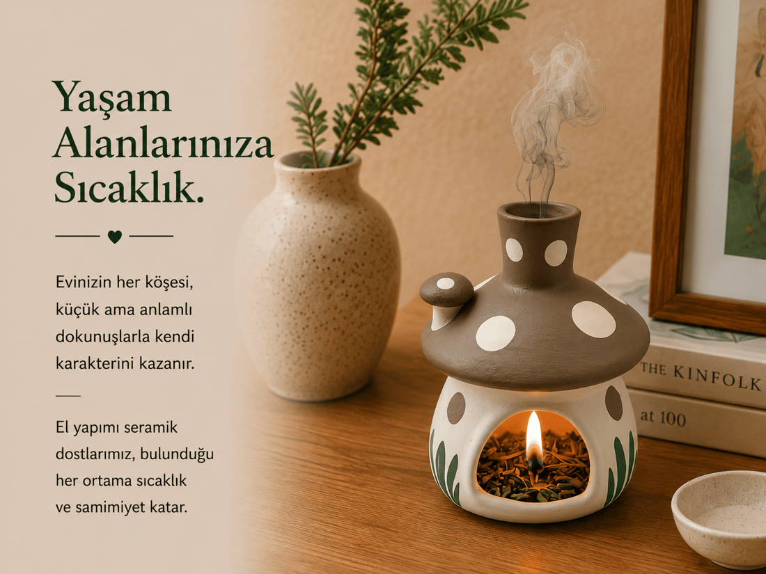 Seramik Mantar Ev Tütsülük Esanslık