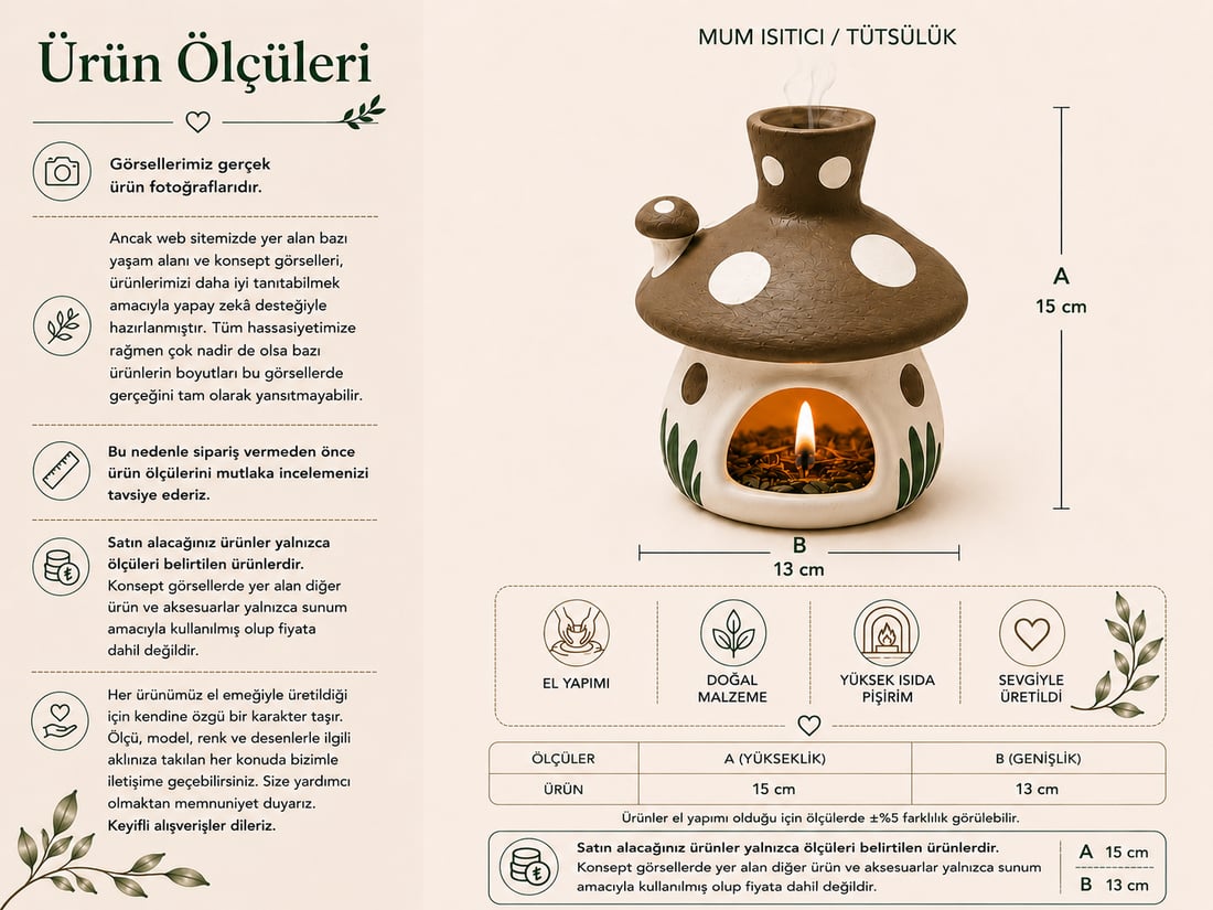 Seramik Mantar Ev Tütsülük Esanslık