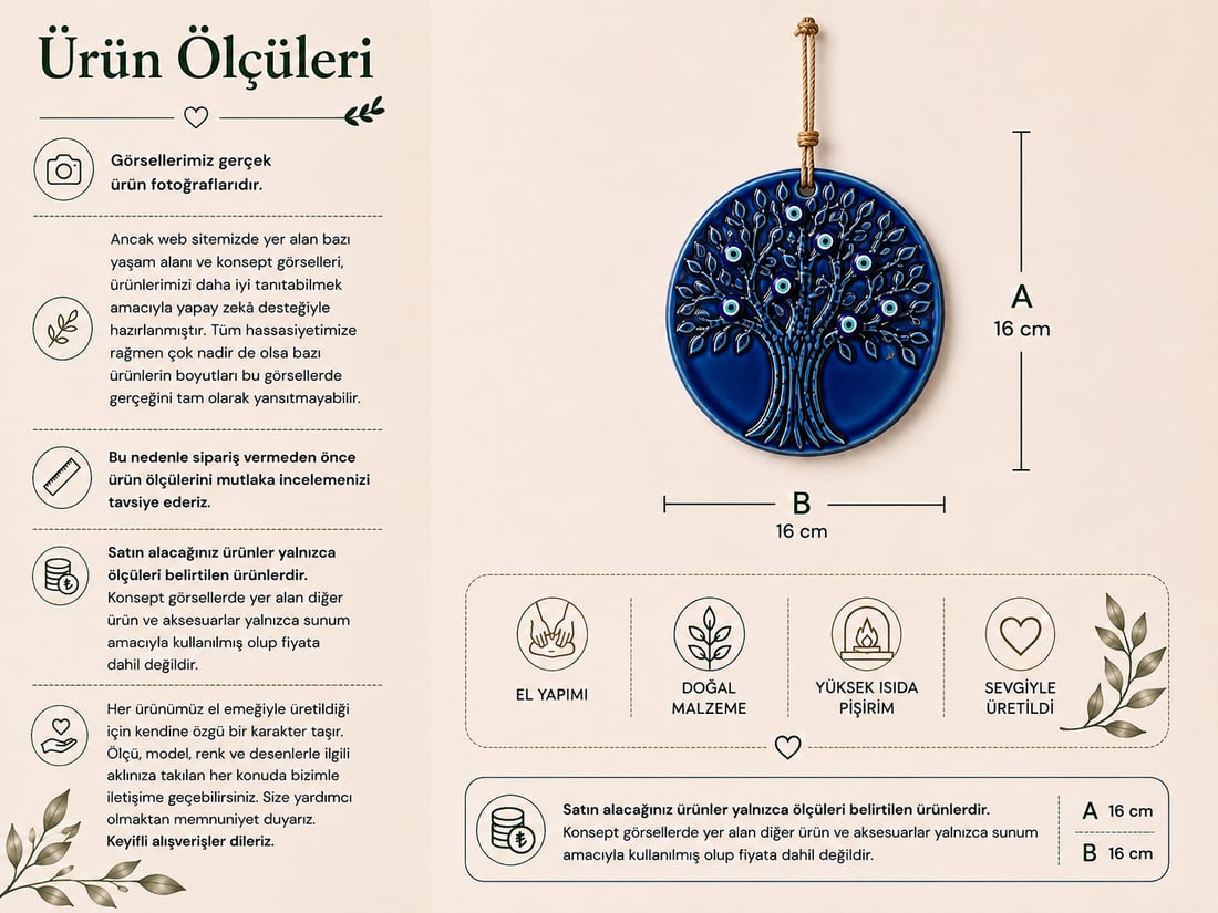 Seramik Nazar Boncuklu Hayat Ağacı
