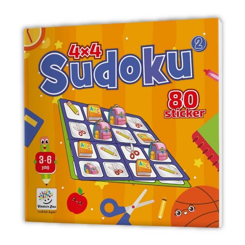 3-6 Yaş Stickerlı Sudoku Seti (Dikkat Ve Zeka Geliştiren Bulmacalar Serisi)