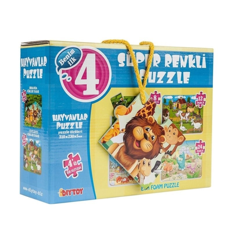 4'lü Hayvanlar Süper Renkli Puzzle