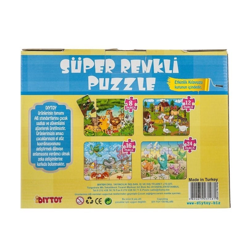 4'lü Hayvanlar Süper Renkli Puzzle