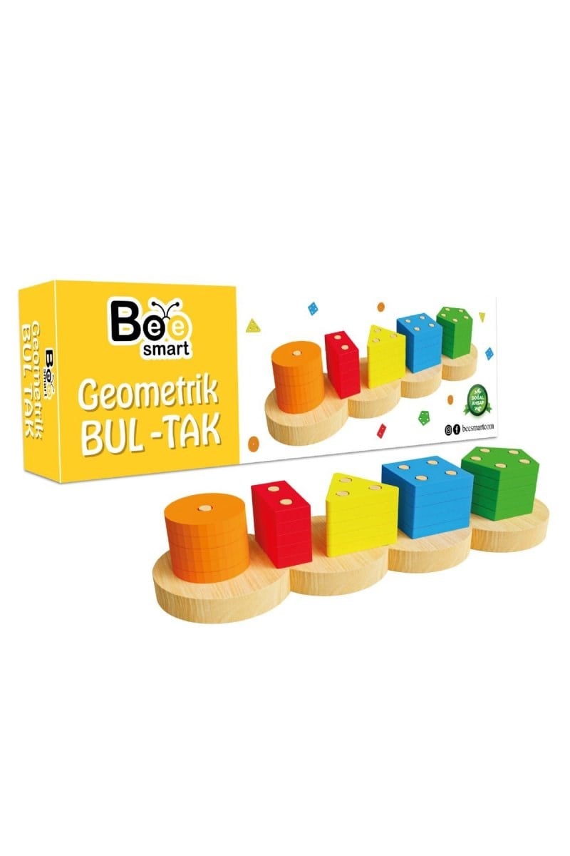 Bee Smart Ahşap Geometrik Bul- Tak- Eğitici Şekil Eşleştirme Ve Koordinasyon Oyunu