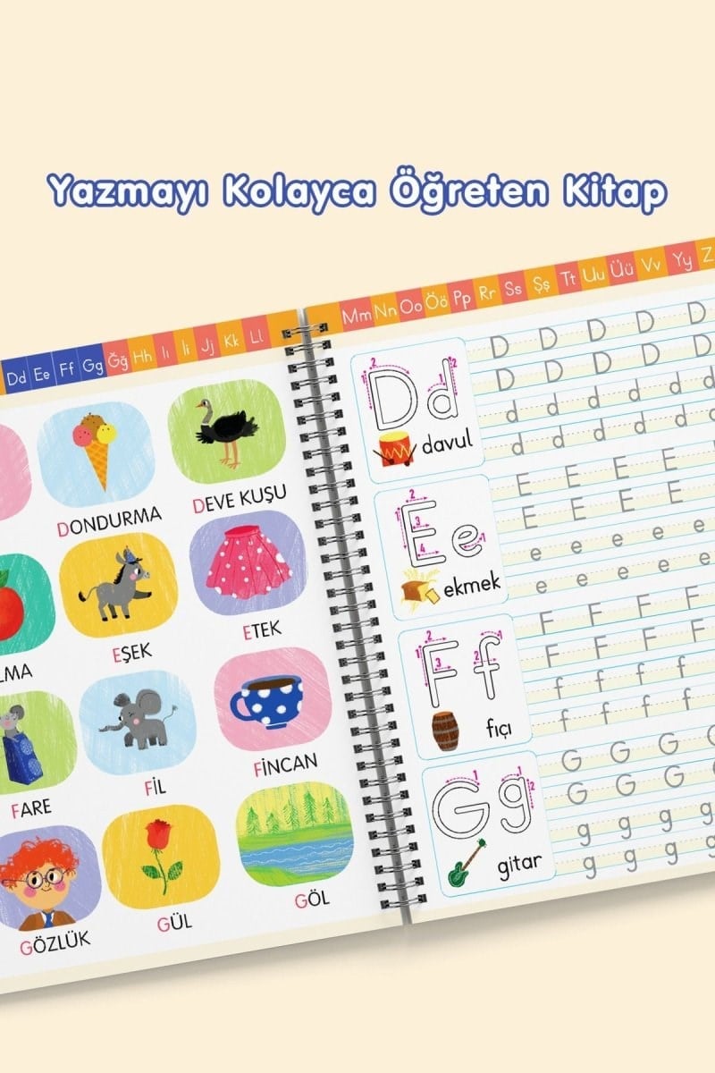 Dikkat Atölyesi Oluklu Alfabe Kitabı – 3-6 Yaş- Okul Öncesi Alfabe Ve Çizgi Çalışmaları