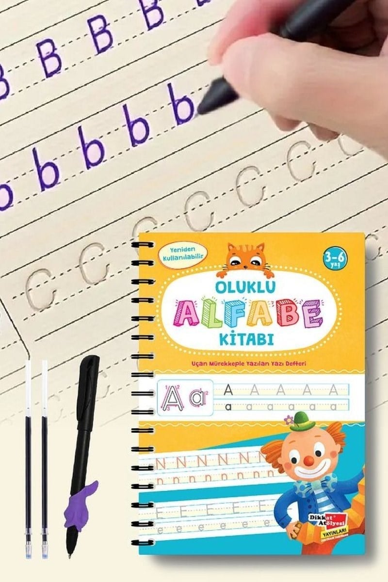 Dikkat Atölyesi Oluklu Alfabe Kitabı – 3-6 Yaş- Okul Öncesi Alfabe Ve Çizgi Çalışmaları