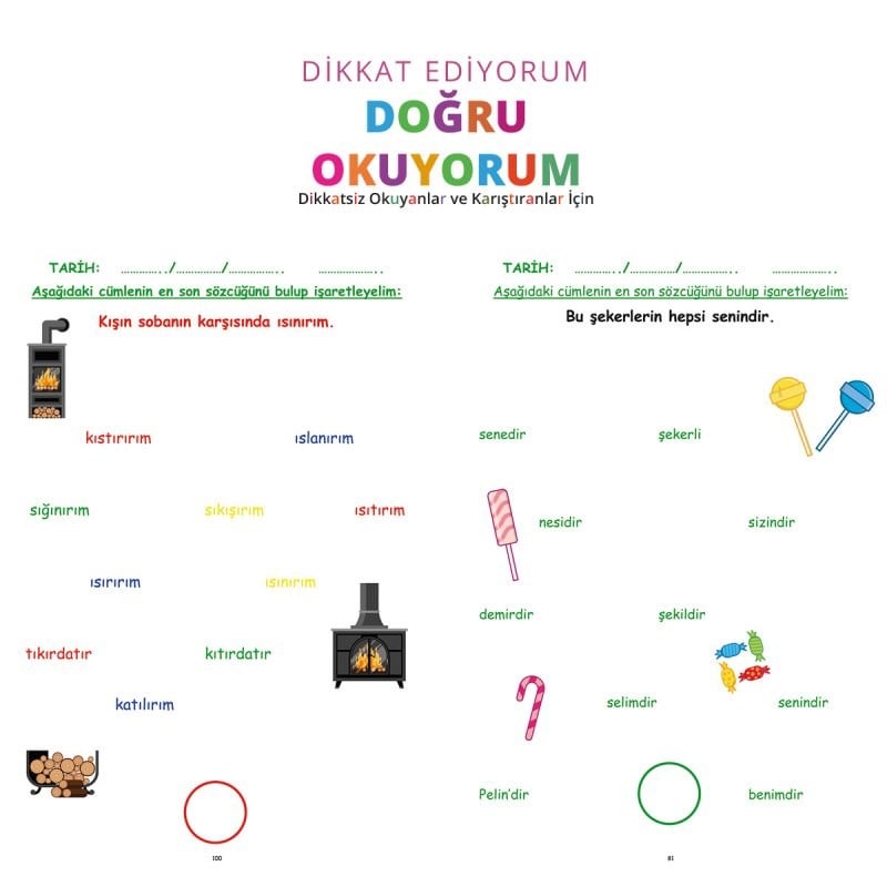 Duyumarket Dikkat Ediyorum Doğru Okuyorum- Dikkatli Okuma Becerisini Geliştirme Çalışma Kitabı