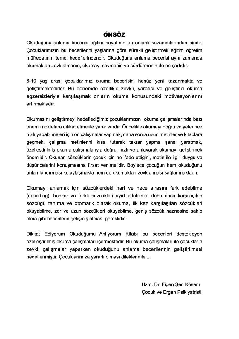Duyumarket Dikkat Ediyorum Okuduğumu Anlıyorum- Okuma Ve Anlama Çalışmaları Kitabı